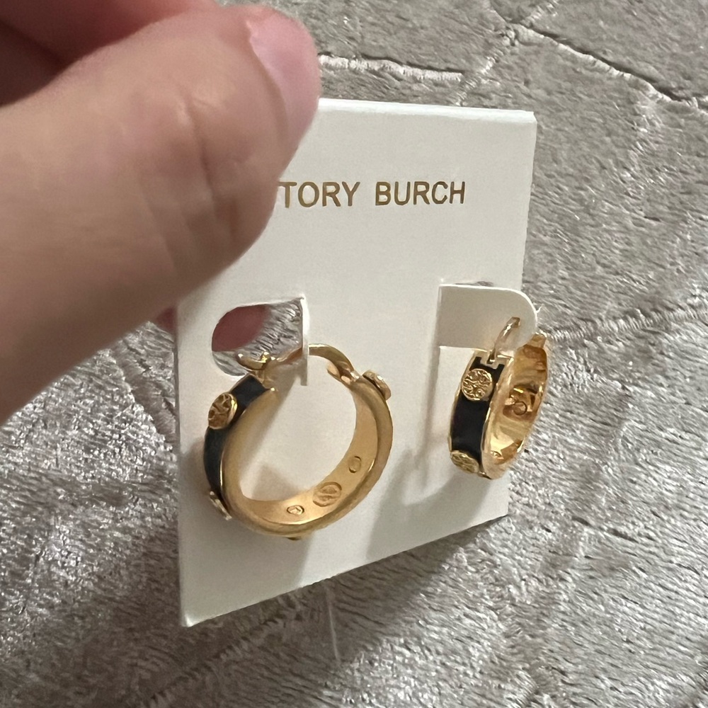 Tory Burch Miller Stud Enamel hoop earring